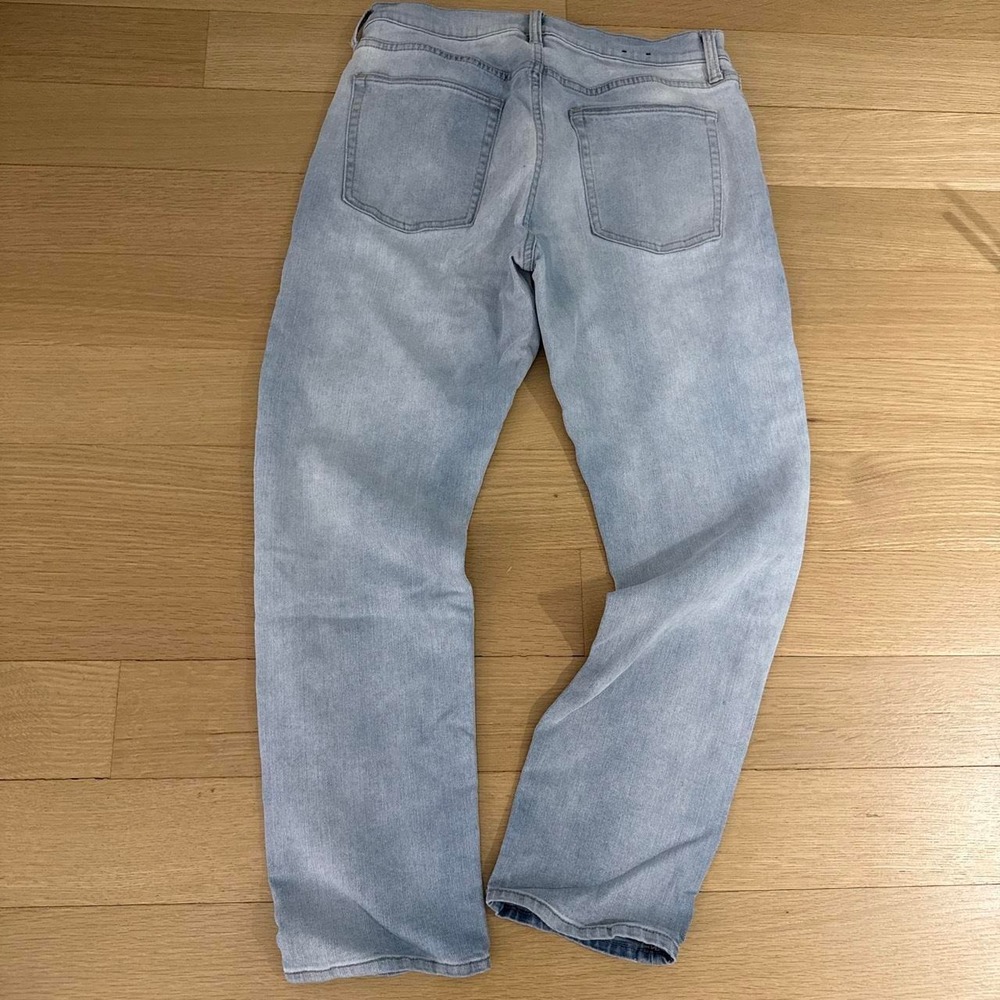 The Gap All Temp straight taper light blue denim jeans with a relaxed fit